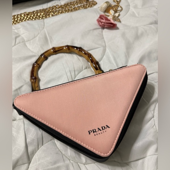 Prada Pink and Black Triangle Clutch - Picture 8 of 9